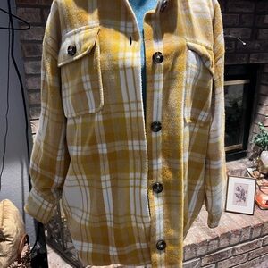 Forever 21 Mustard Plaid Utility Jacket